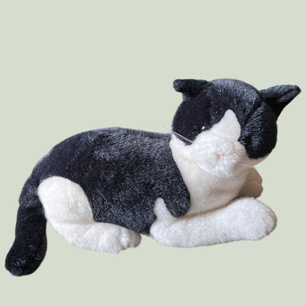 HTF! Vtg 1989 Dakin Tuxedo Cat Plush Black & White Stuffed Animal Collectible - Picture 2 of 11